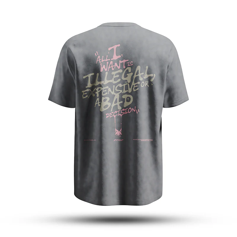 FOXED® ALL I WANT IS ILLEGAL OVERSIZE SHIRT STONEWASHED