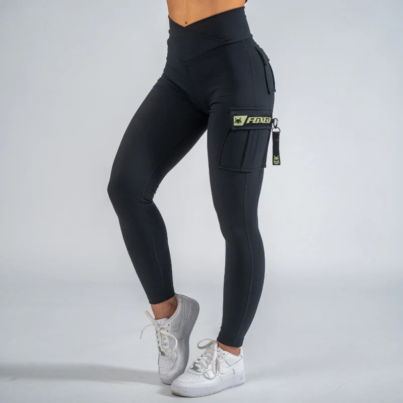 FOXED® CARGO LEGGINGS 3-POCKET GLITTER GREEN - Image 3