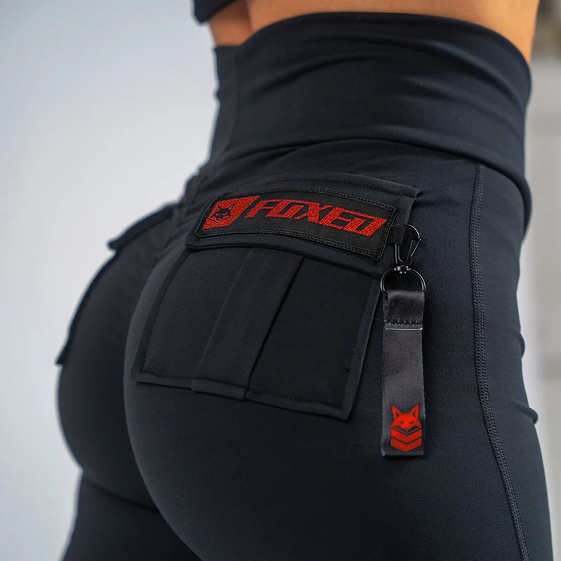 FOXED® CARGO LEGGINGS 3-POCKET GLITTER RED
