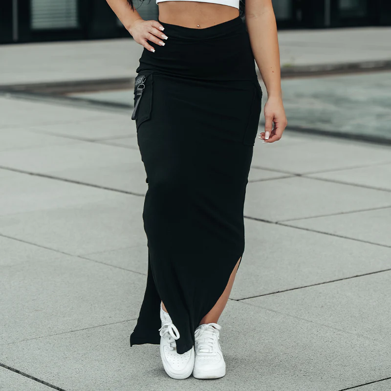 FOXED® CARGO MAXI SKIRT ALL BLACK - Image 5