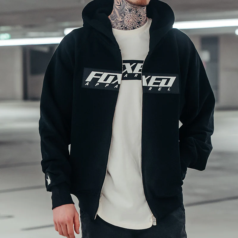 FOXED® "CLASSIC V2" UNISEX ZIP HOODIE BLACK HEAVY - Image 3