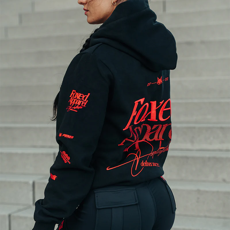 FOXED® DEDICATION PREMIUM HOODIE BLACK/RED WMN - Image 5