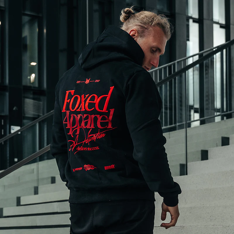 FOXED® DEDICATION PREMIUM UNISEX HOODIE BLACK/RED - Image 3