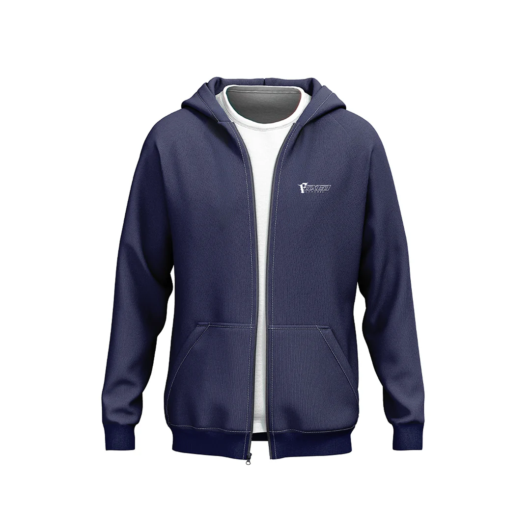 FOXED® "FOCUS" UNISEX HOODIE ZIPPER NAVY - Image 2