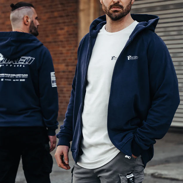 FOXED® "FOCUS" UNISEX HOODIE ZIPPER NAVY - Image 3