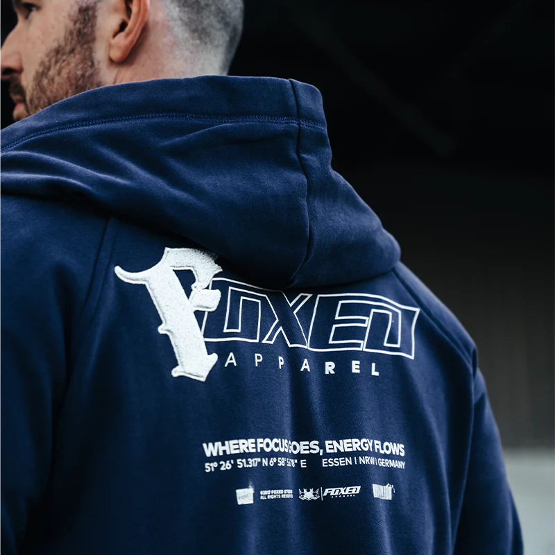 FOXED® "FOCUS" UNISEX HOODIE ZIPPER NAVY - Image 4