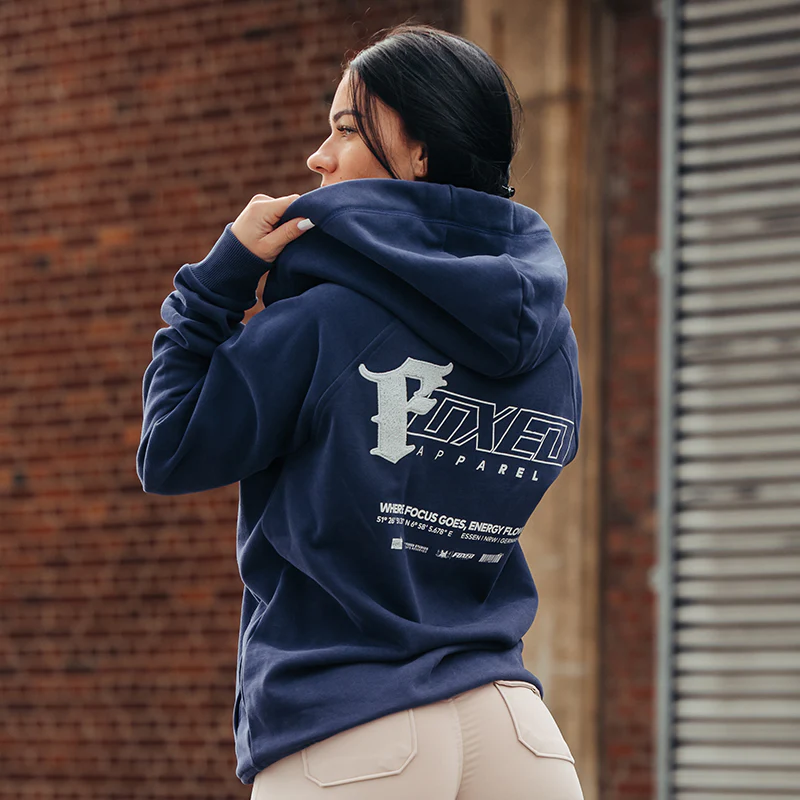 FOXED® "FOCUS" UNISEX HOODIE ZIPPER NAVY - Image 7