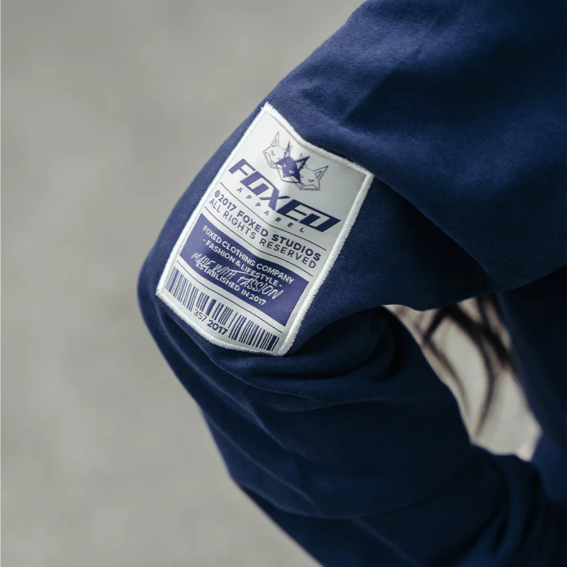 FOXED® "FOCUS" UNISEX HOODIE ZIPPER NAVY - Image 8