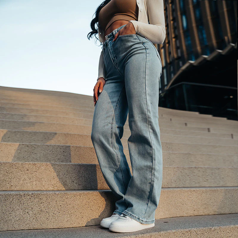 FOXED® HIGH-WAISTED BAGGY JEANS LIGHT BLUE - Image 5