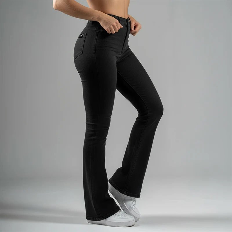 FOXED® HIGH-WAISTED SKINNY BOOTCUT JEANS BLACK - Image 3