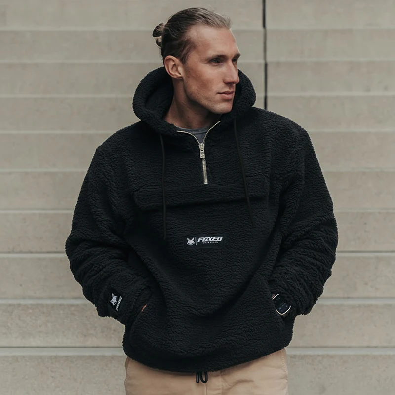 FOXED® HOODED TEDDY SHERPA JACKET BLACK (EXTRA HEAVY)