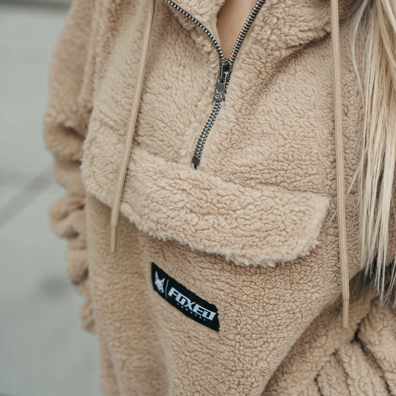 FOXED® HOODED TEDDY SHERPA JACKET CREME (EXTRA HEAVY) WMN - Image 3