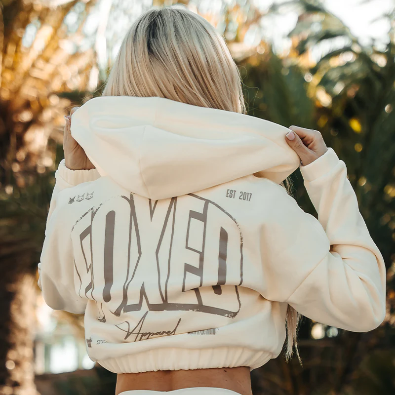 FOXED® INFINITY CROPPED WOMEN HOODIE ZIPPER COCONUT MILK - Image 4