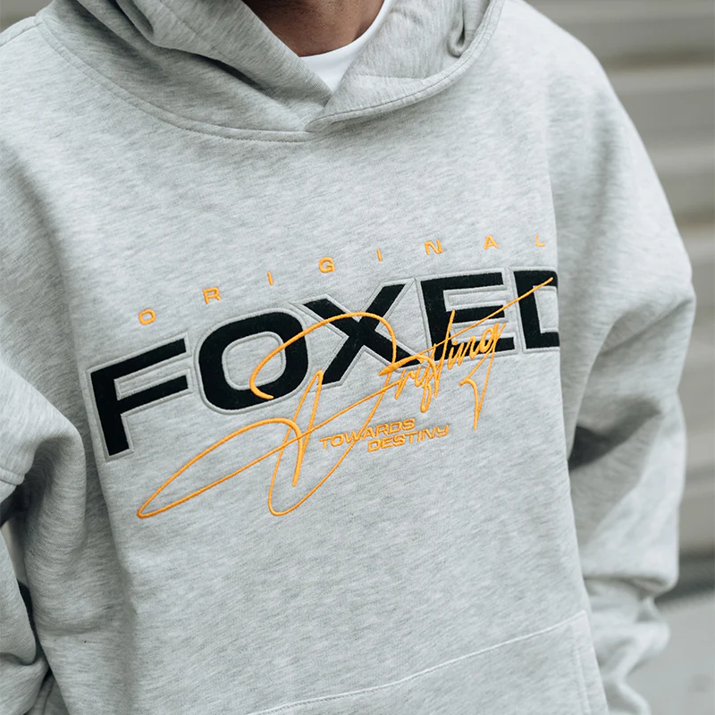 FOXED® VARSITY UNISEX HOODIE HEATHER GREY - Image 3
