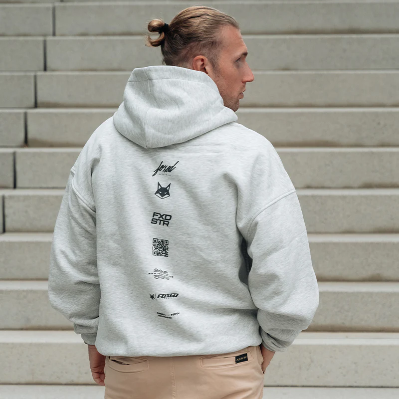 FOXED® VARSITY UNISEX HOODIE HEATHER GREY - Image 4