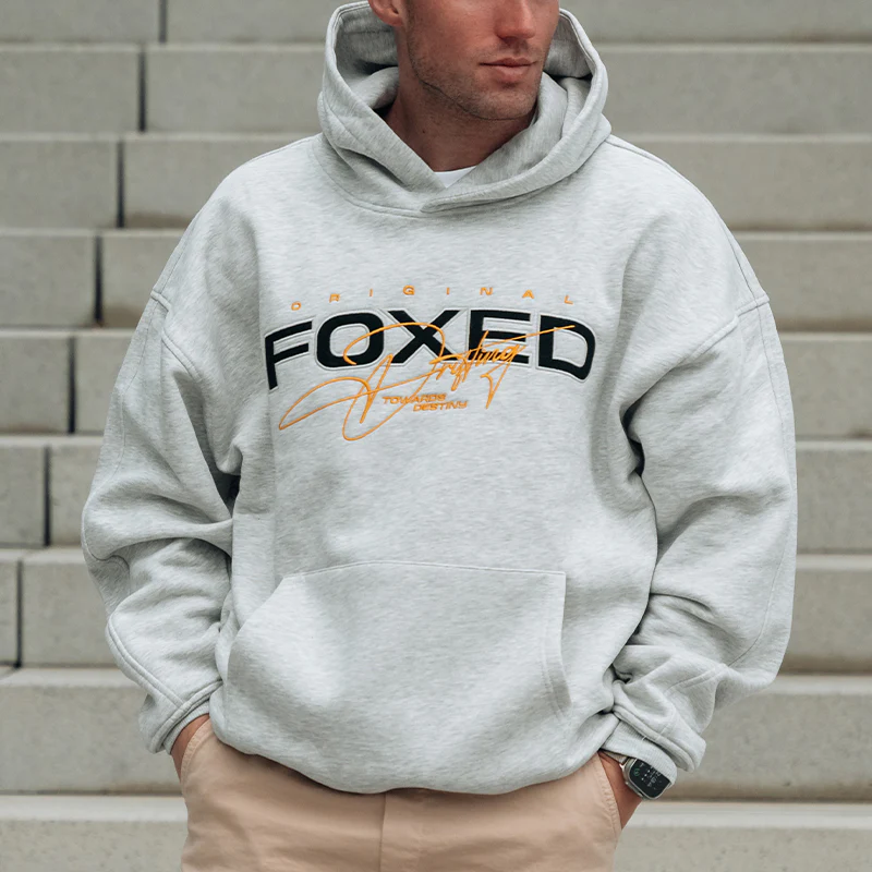 FOXED® VARSITY UNISEX HOODIE HEATHER GREY - Image 6