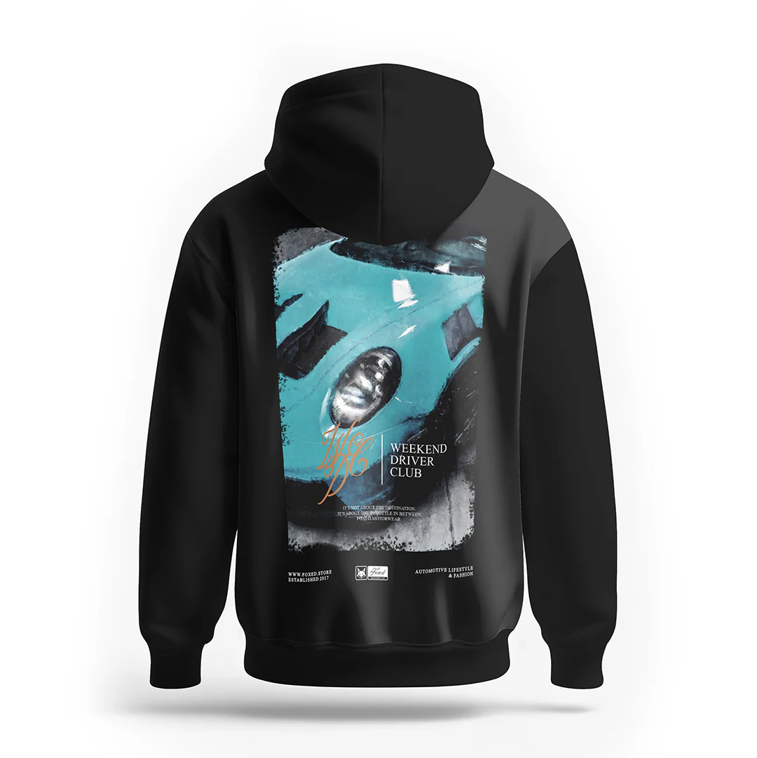 FOXED® AUTOMOTIVE WEEKEND DRIVERS CLUB UNISEX HOODIE BLUE - Image 5